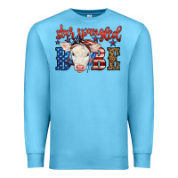 Ocean Blue Western Star Spangled Baby Cow Premium Sweatshirt - LillyAllenDesigns