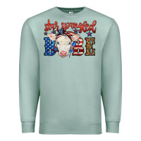 Seafoam Western Star Spangled Baby Cow Premium Sweatshirt - LillyAllenDesigns