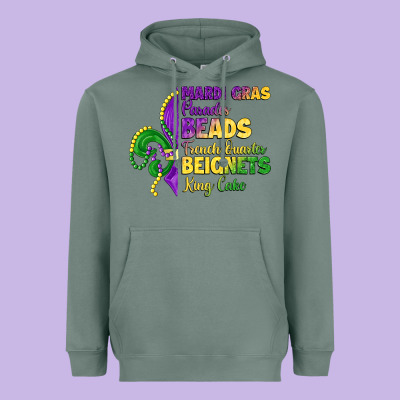 Mardi Gras Parades Beads French Quarter Beignets K Heavyweight Hoodie Designed By Lillyallendesigns