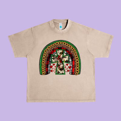 Cross Rainbow Urban Heavy Tee Designed By Jahusdesignshop