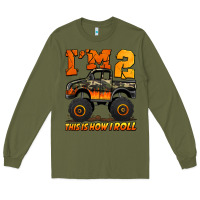 Army Green i'm two this is how i roll monster truck birthday Long Sleeve Tee - Jasminsmagicworld