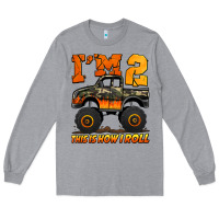Heather Grey i'm two this is how i roll monster truck birthday Long Sleeve Tee - Jasminsmagicworld