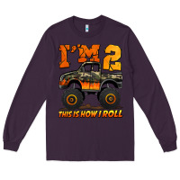 Plum i'm two this is how i roll monster truck birthday Long Sleeve Tee - Jasminsmagicworld