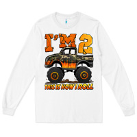 White i'm two this is how i roll monster truck birthday Long Sleeve Tee - Jasminsmagicworld