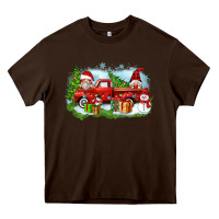 Chocolate Brown Christmas gnomes truck Heavy Core Tee - Zillion Design Studio