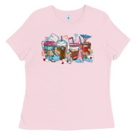 Bubblegum Pink nurse elements coffee cups Ladies Tee - MaliasSmallBusiness
