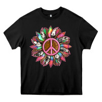 Sunflower And Tie Dye With Peace Sign Heavy Core Tee | Teevron