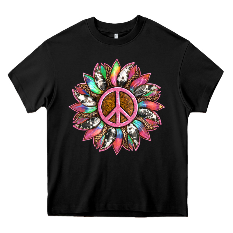 Sunflower And Tie Dye With Peace Sign Heavy Core Tee by Artiststas | Teevron