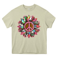 Mossy sunflower and tie dye with peace sign Heavy Core Tee - Artiststas
