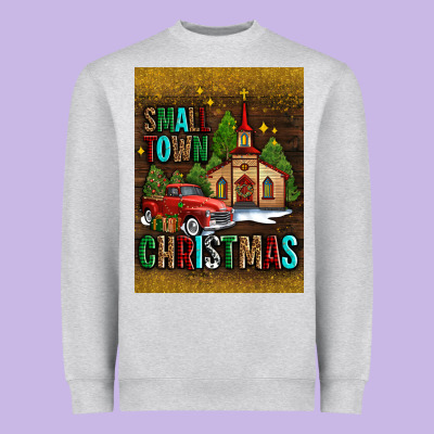 Small Town Christmas Church Heavyweight Sweatshirt Designed By Adodesignshop