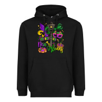 Black new orleans mardi gras Heavyweight Hoodie - LillyAllenDesigns