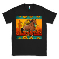 Black western sunset galloping horse sunflower Classic Tee - Artiststas