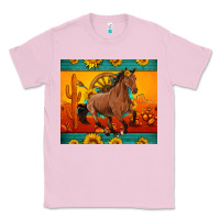 Bubblegum Pink western sunset galloping horse sunflower Classic Tee - Artiststas