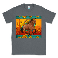 Charcoal Heather western sunset galloping horse sunflower Classic Tee - Artiststas