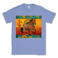 Colony Blue western sunset galloping horse sunflower Classic Tee - Artiststas