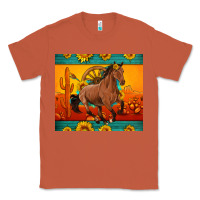 Copper western sunset galloping horse sunflower Classic Tee - Artiststas