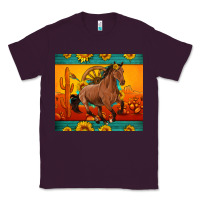 Plum western sunset galloping horse sunflower Classic Tee - Artiststas