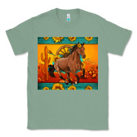Sage western sunset galloping horse sunflower Classic Tee - Artiststas