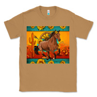 Toasted Coconut western sunset galloping horse sunflower Classic Tee - Artiststas