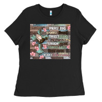 Black pray big worry small trust god Ladies Tee - MaliasSmallBusiness