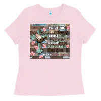 Bubblegum Pink pray big worry small trust god Ladies Tee - MaliasSmallBusiness