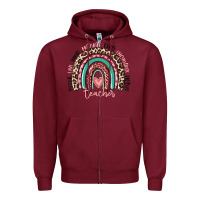 Burgundy teacher rainbow Zipper Hoodie - MaliasSmallBusiness