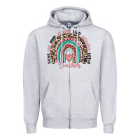 Heather Grey teacher rainbow Zipper Hoodie - MaliasSmallBusiness