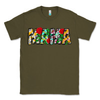 Army Green floral animal print mama Classic Tee - CowhideDigitalArt