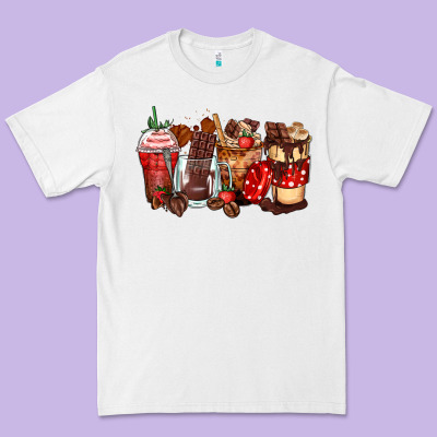 Hot Chocolate Coffee Cups Premium Tee Designed By Zillion Design Studio