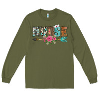 Army Green western nurse arrow floral Long Sleeve Tee - BarkalooDesign