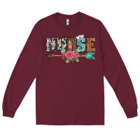 Burgundy western nurse arrow floral Long Sleeve Tee - BarkalooDesign