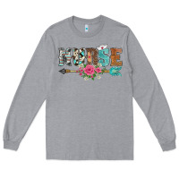 Heather Grey western nurse arrow floral Long Sleeve Tee - BarkalooDesign