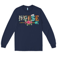Navy western nurse arrow floral Long Sleeve Tee - BarkalooDesign