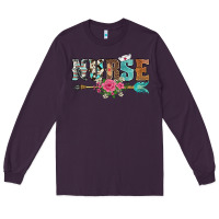 Plum western nurse arrow floral Long Sleeve Tee - BarkalooDesign