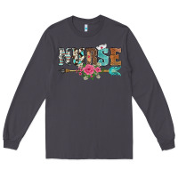 Smoke western nurse arrow floral Long Sleeve Tee - BarkalooDesign