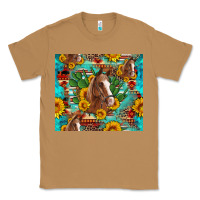 Toasted Coconut sunflowers and cactus horses turquoise aztec leopard background Classic Tee - Artiststas