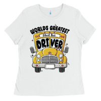 White worlds greatest school bus driver Ladies Tee - MaliasSmallBusiness