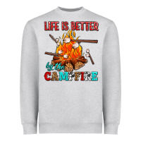 Heather Grey life is better by the campfire with marshmallows Heavyweight Sweatshirt - AdoDesignShop