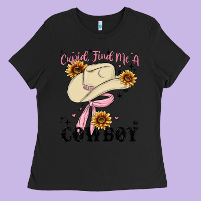 Ladies Tee cupid find me a cowboy