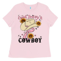 Bubblegum Pink cupid find me a cowboy Ladies Tee - MaliasSmallBusiness