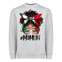 Heather Grey mexican mom life messy bun mama Heavyweight Sweatshirt - BundleAndBundleShop