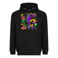 Black mardi gras fleur de lis Heavyweight Hoodie - LillyAllenDesigns