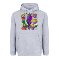 Heather Grey mardi gras fleur de lis Heavyweight Hoodie - LillyAllenDesigns
