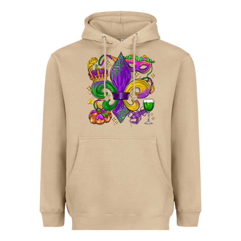 Mardi Gras Fleur De Lis Heavyweight Hoodie by LillyAllenDesigns | Teevron