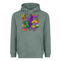Sage mardi gras fleur de lis Heavyweight Hoodie - LillyAllenDesigns