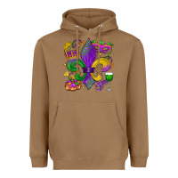 Toasted Coconut mardi gras fleur de lis Heavyweight Hoodie - LillyAllenDesigns