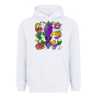 White mardi gras fleur de lis Heavyweight Hoodie - LillyAllenDesigns