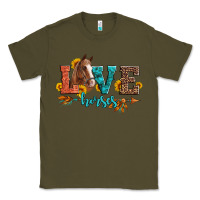 Army Green love horses  leather turquoise leopard Classic Tee - Artiststas