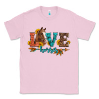 Bubblegum Pink love horses  leather turquoise leopard Classic Tee - Artiststas