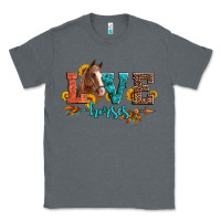 Charcoal Heather love horses  leather turquoise leopard Classic Tee - Artiststas